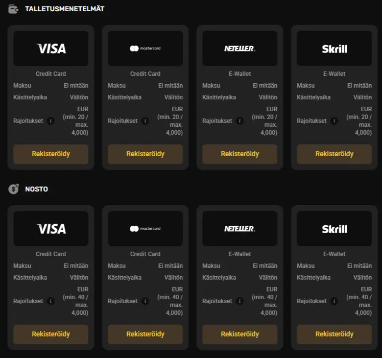 Talletusmenetelmät 24Casino Suomi